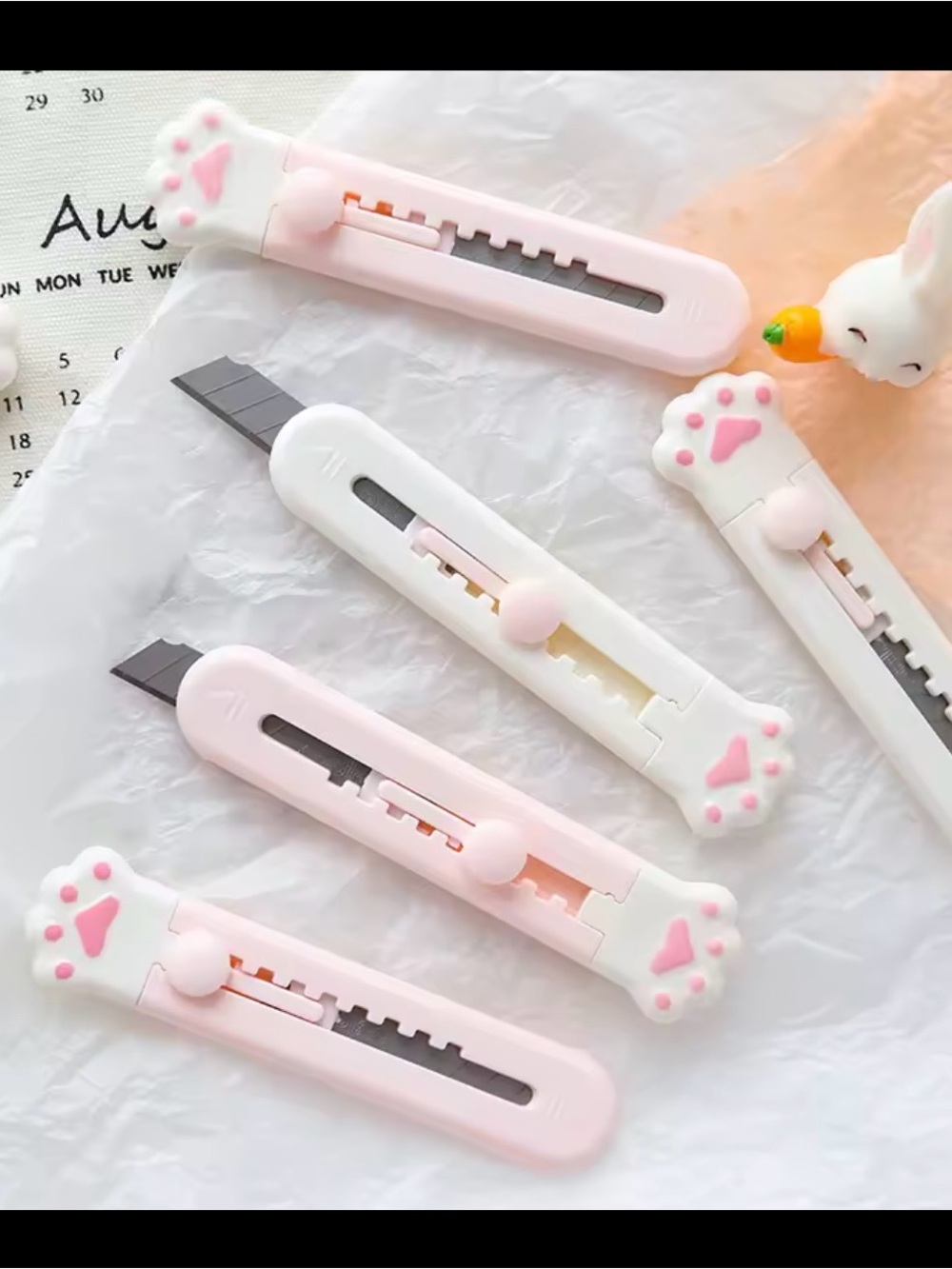Cute Cat Paw Safety Cutter for Kids - Pink & White